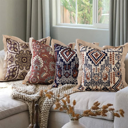 Vintage Throw Pillow Cover with Flanged Edge - image 0