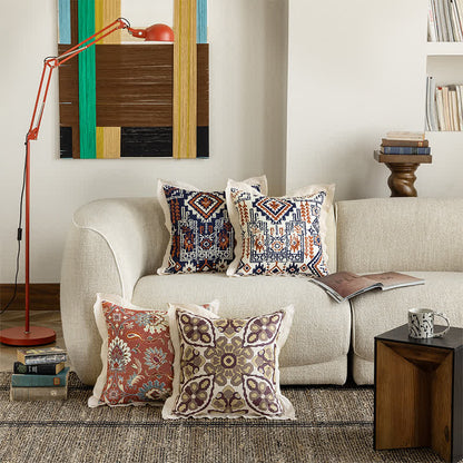 Vintage Throw Pillow Cover with Flanged Edge - image 1