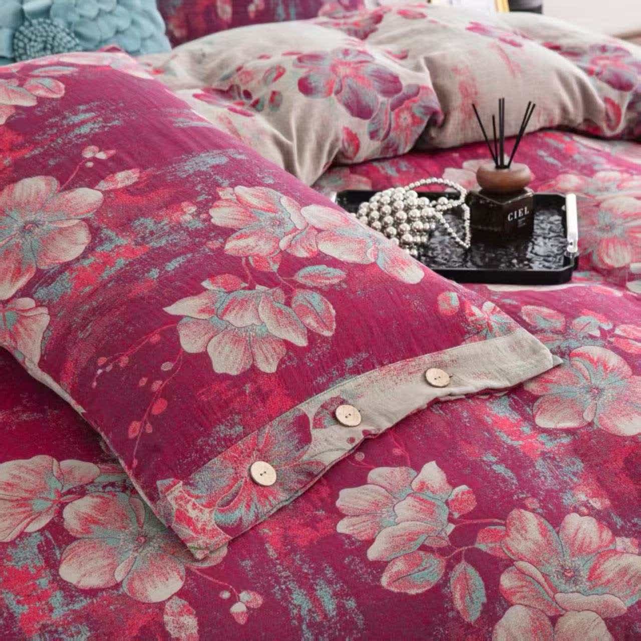 Peach Blossom Cotton Double Gauze Bedding Set(4PCS) - image 5