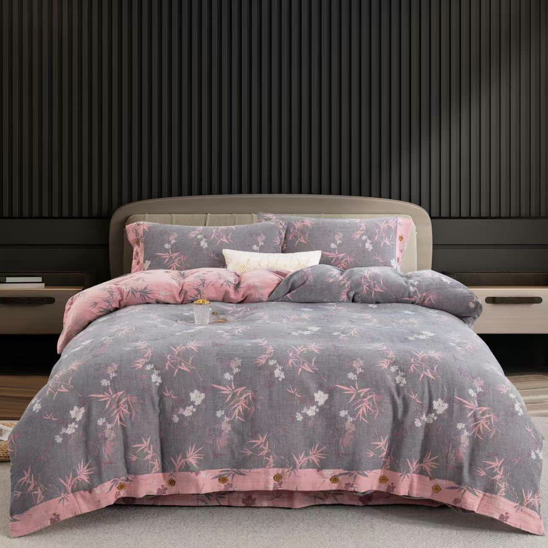 Bamboo Leaf Cotton Double Gauze Bedding Set(4PCS) - King - image 0