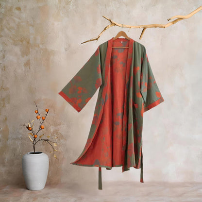 Ownkoti Large Ginkgo Leaf Cotton Kimono Robe - image 18