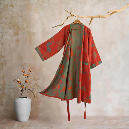 Ownkoti Large Ginkgo Leaf Cotton Kimono Robe - image 20