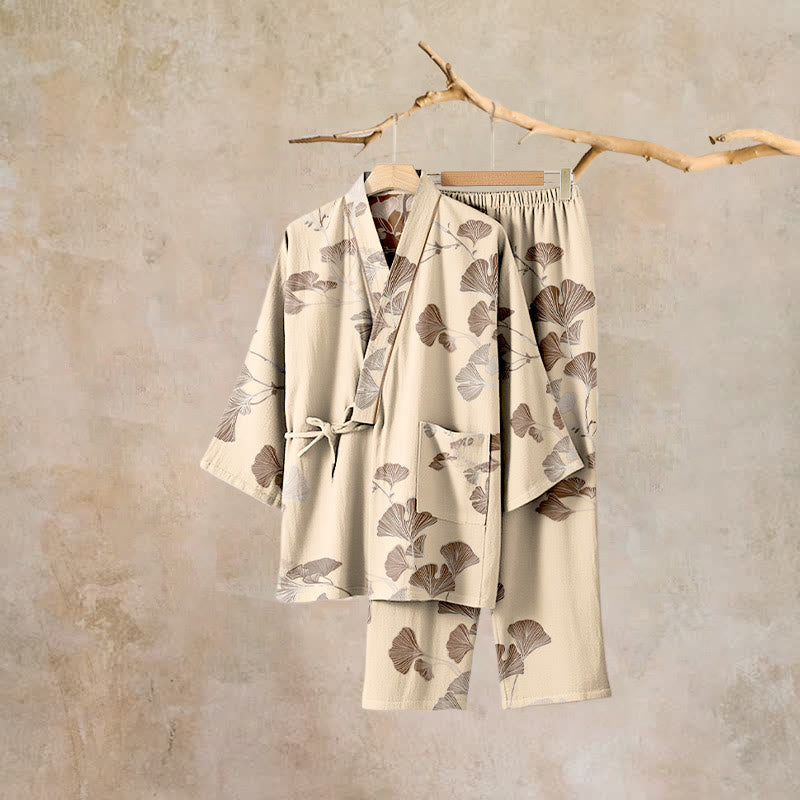 Large Ginkgo Leaf Cotton Kimono Pajamas - image 29