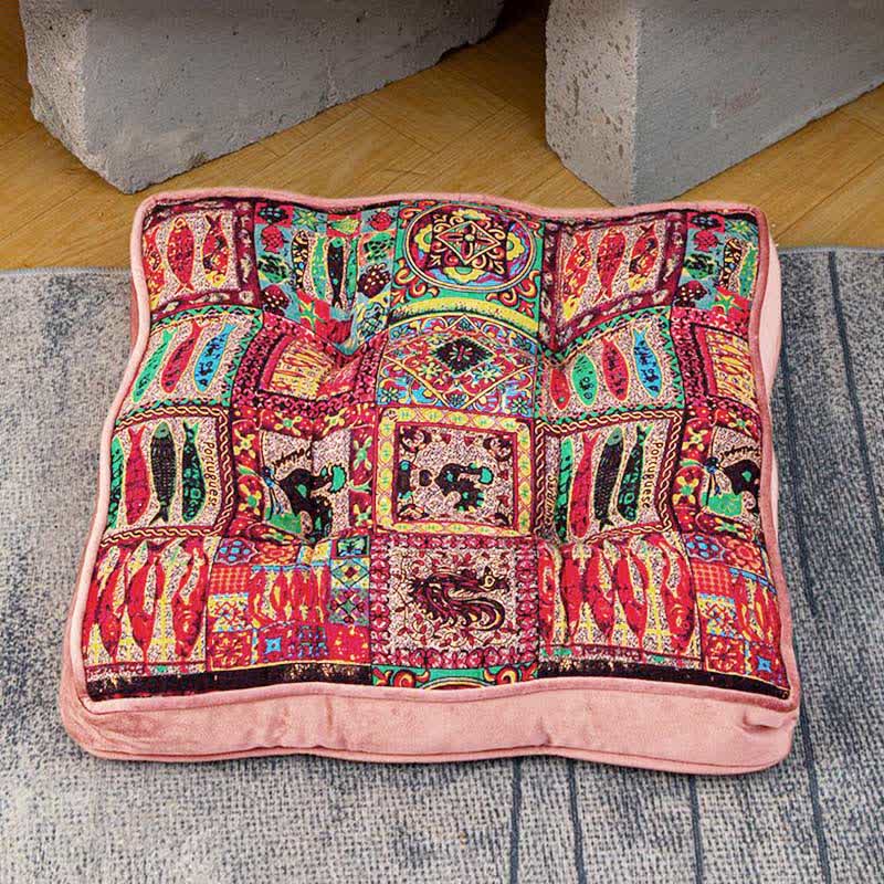 Moroccan Floor Chair Cushion With Tie Straps - Brown - 16"W x 16"L x 2"H - image 5