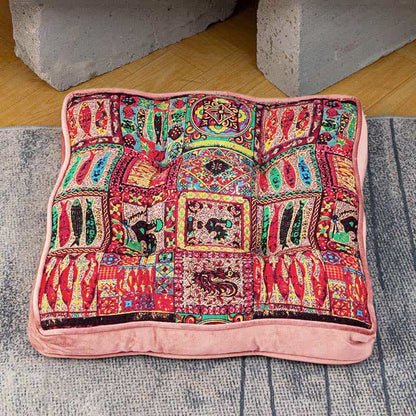 Moroccan Floor Chair Cushion With Tie Straps - Brown - 16"W x 16"L x 2"H - image 5