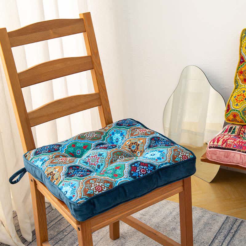 Moroccan Floor Chair Cushion With Tie Straps - Blue - 16"W x 16"L x 2"H - image 4