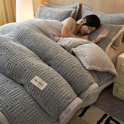 Stripe Knot Textured Plush Bedding Set - Gray - Bedding Set (4PCS) - Queen - image 10
