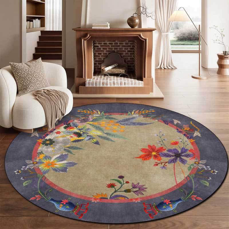Vintage Bright Floral Round Area Rug - Gray Purple - 8' - image 4