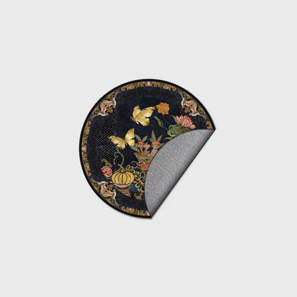 Floral Butterfly Anti-slip Round Area Rug - image 2