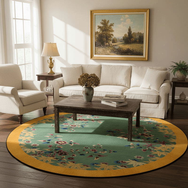 Anti-slip Bright Floral Foldable Round Area Rug - 8' - image 0