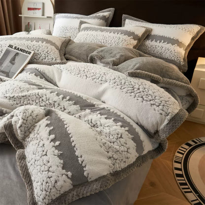 Artistic Style Striped Jacquard Plush Bedding - image 6