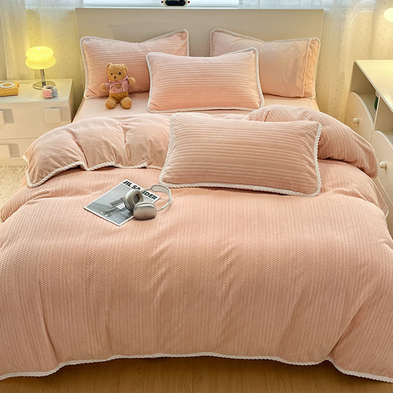 Wavy Stripe Jacquard Plush Bedding Set - image 1