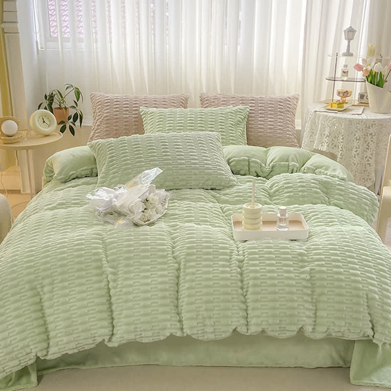Solid Color Textured Plush Bedding Set - image 20