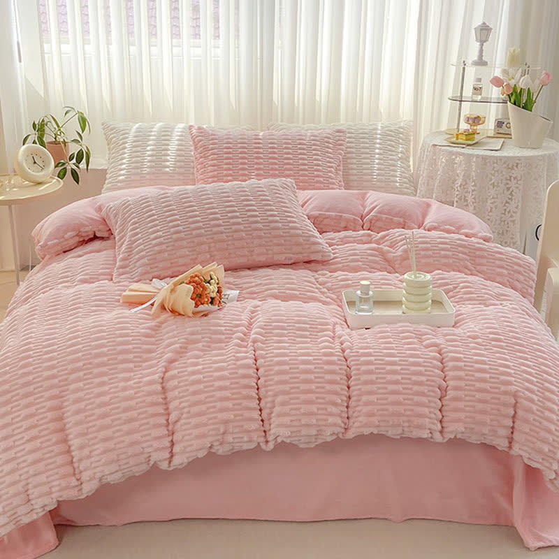Solid Color Textured Plush Bedding Set - image 1