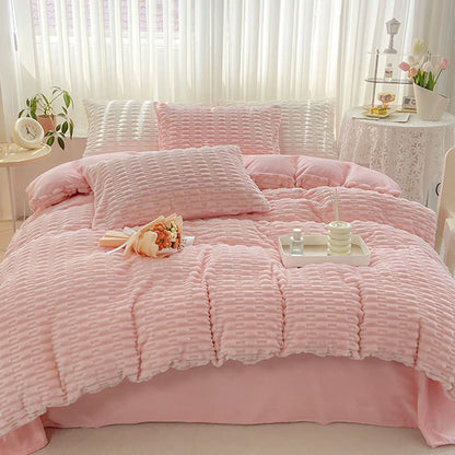 Solid Color Textured Plush Bedding Set - image 1