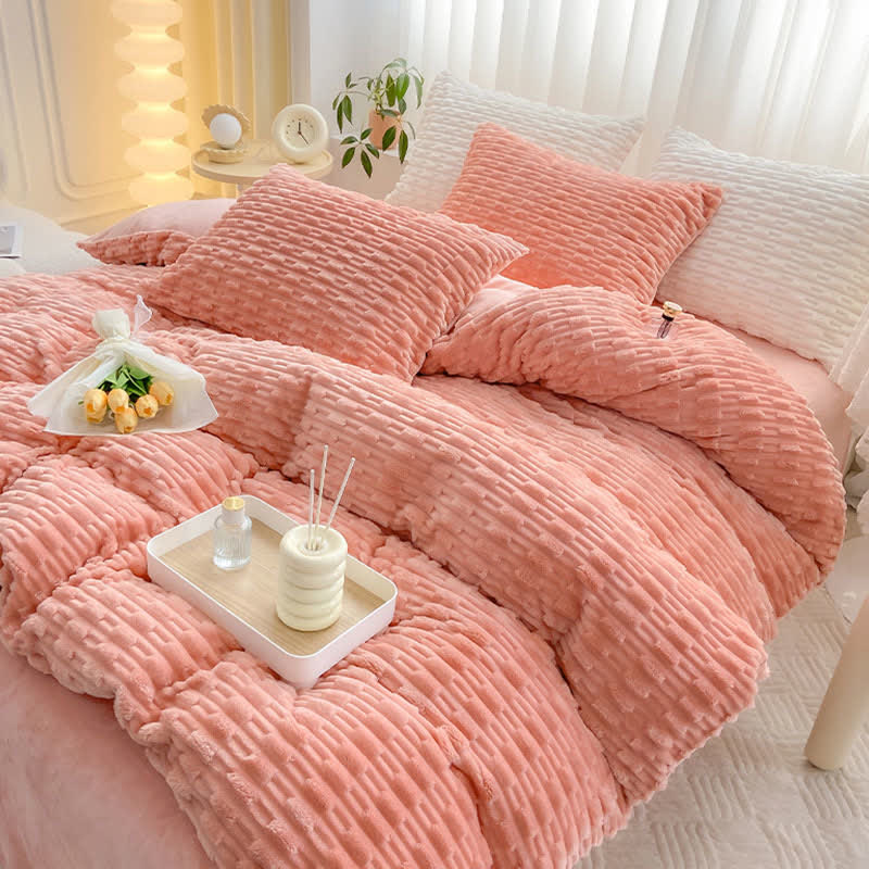 Solid Color Textured Plush Bedding Set - image 6