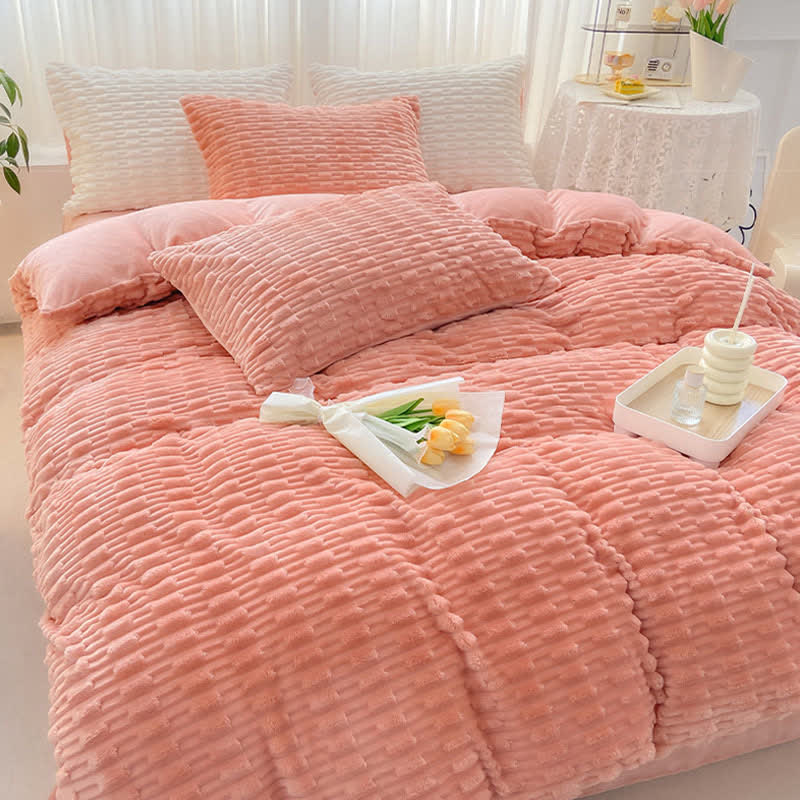 Solid Color Textured Plush Bedding Set - image 8