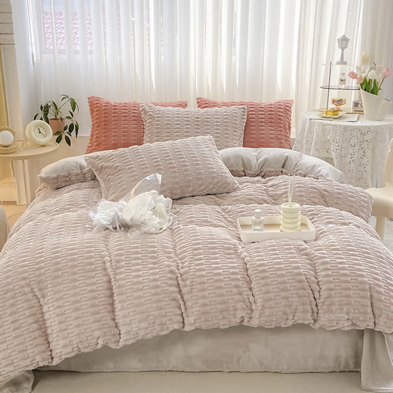 Solid Color Textured Plush Bedding Set - image 24