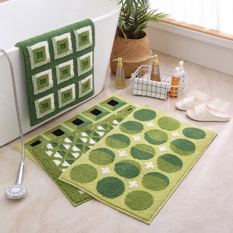 Geometric Pattern Jacquard Non-slip Bath Mat - image 0