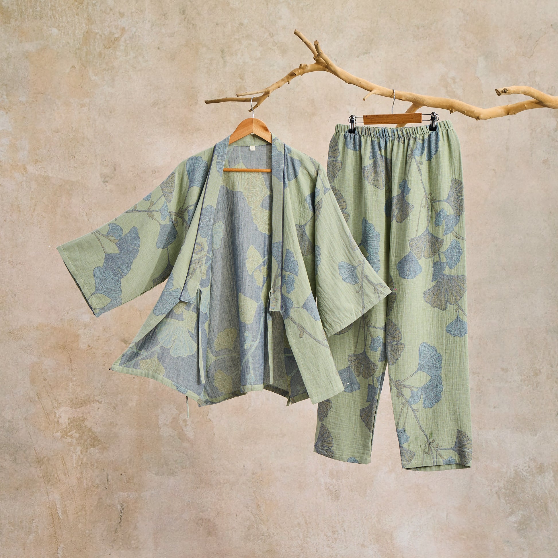 Ginkgo Leaf Organic Cotton Kimono Loungewear - image 9