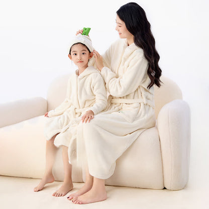 Matching Family Solid Color Hooded Bathrobe - Beige - Adult:L - image 0