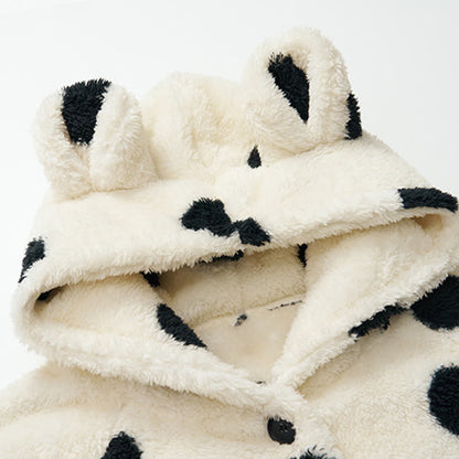 Polka Dot Hooded Plush Loungewear Set - image 3