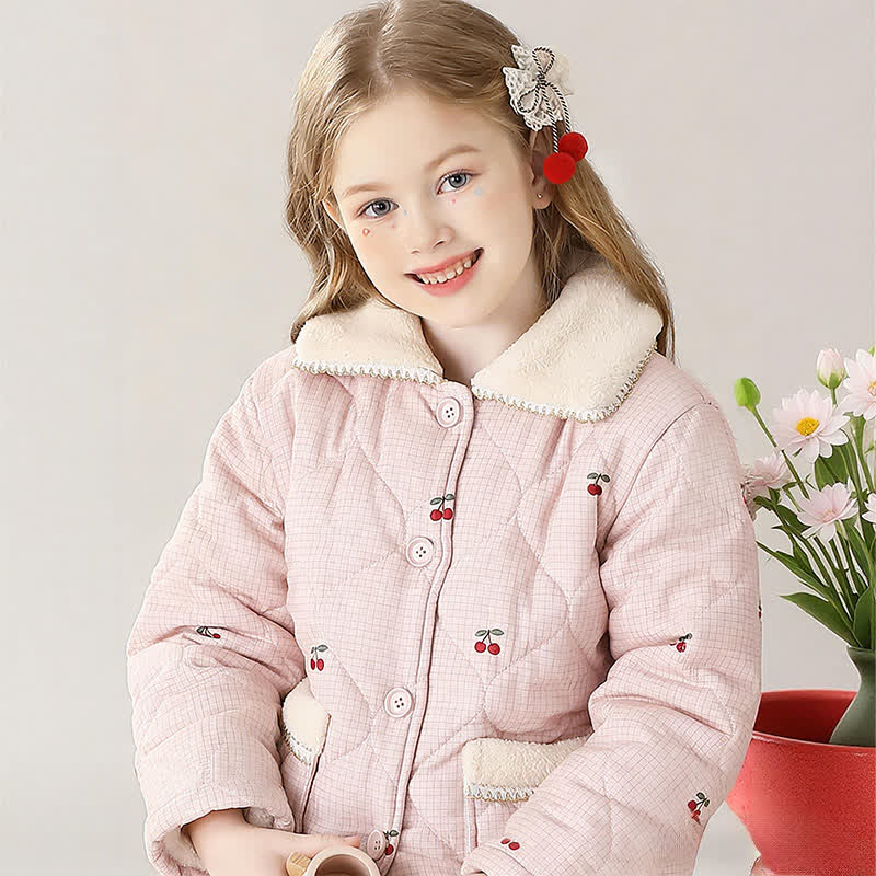 Cherry Print Quilted Child Loungewear Set - image 4