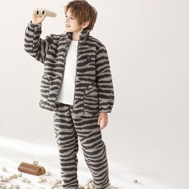 Zebra Print Zip-up Child Loungewear Set - image 1
