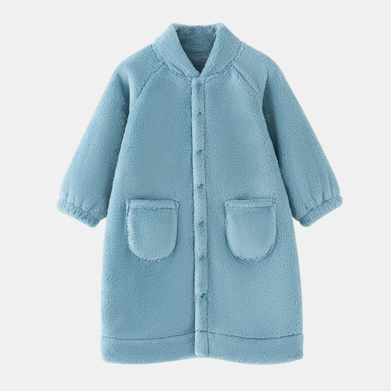 Solid Color Plush Baby Robe - Blue - Bathrobe - Child:130cm - image 11