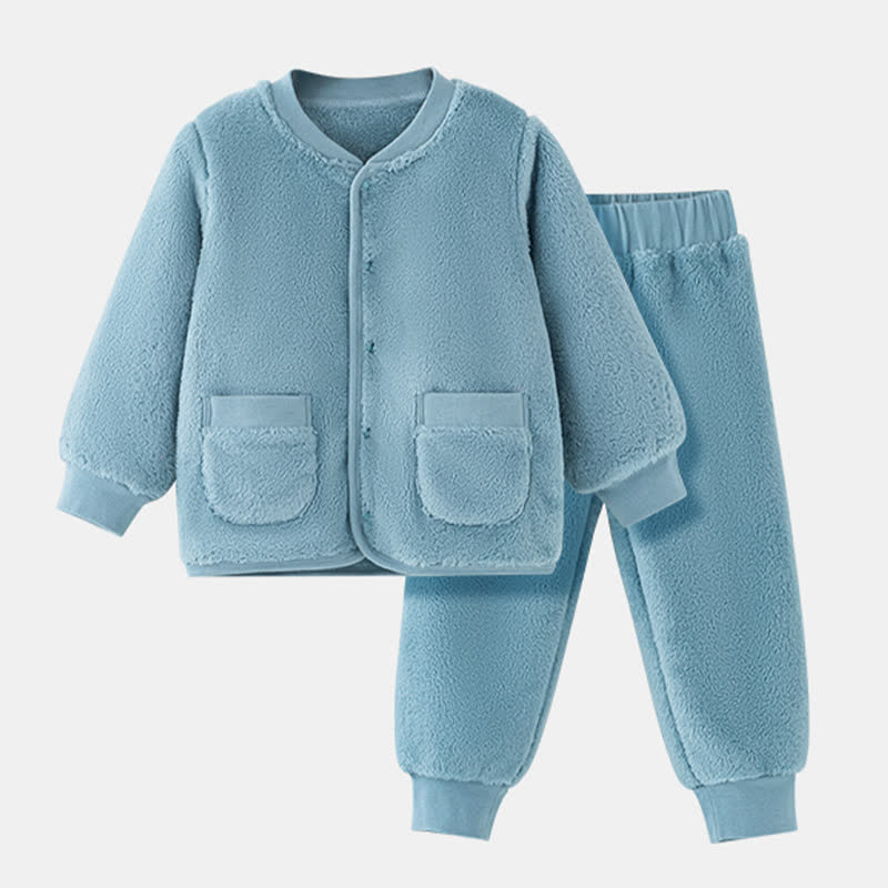 Solid Color Plush Baby Robe - Blue - Loungewear - Child:130cm - image 12