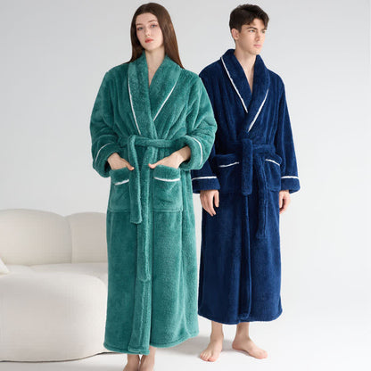 Unisex Plush Solid Warm Long Robe - image 0