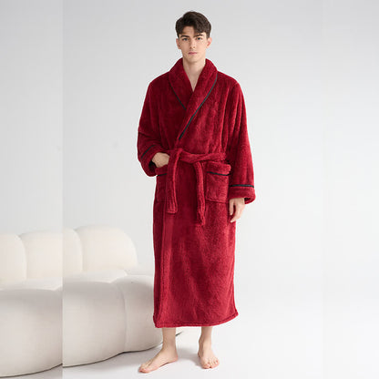 Unisex Plush Solid Warm Long Robe - image 7