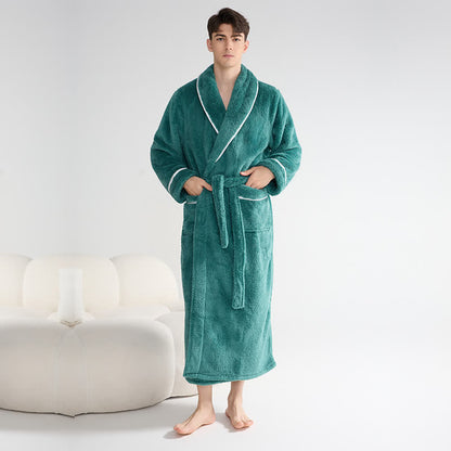 Unisex Plush Solid Warm Long Robe - image 5