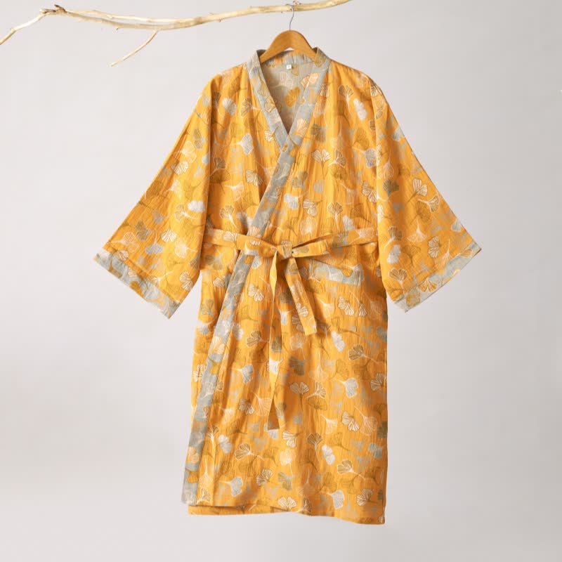 Ginkgo Biloba Cotton Gauze Kimono Robe - image 43