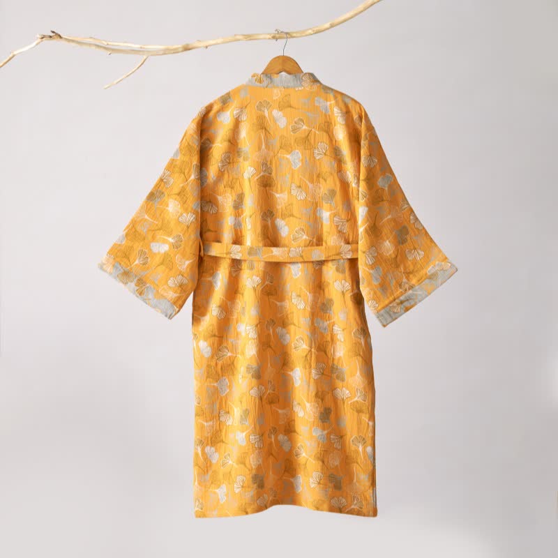Ginkgo Biloba Cotton Gauze Kimono Robe - image 41