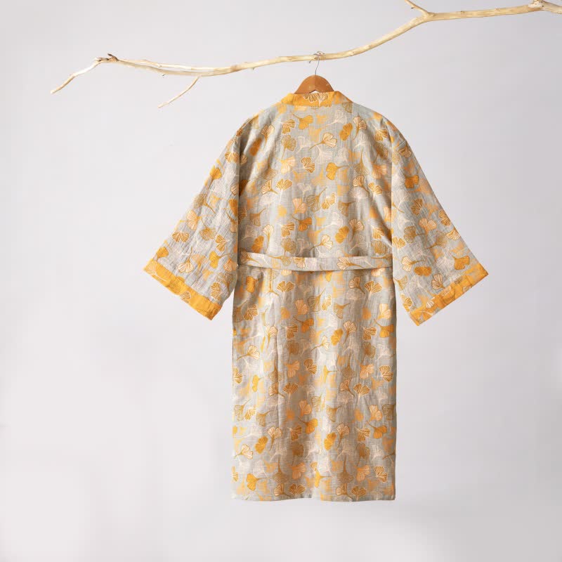 Ginkgo Biloba Cotton Gauze Kimono Robe - image 49