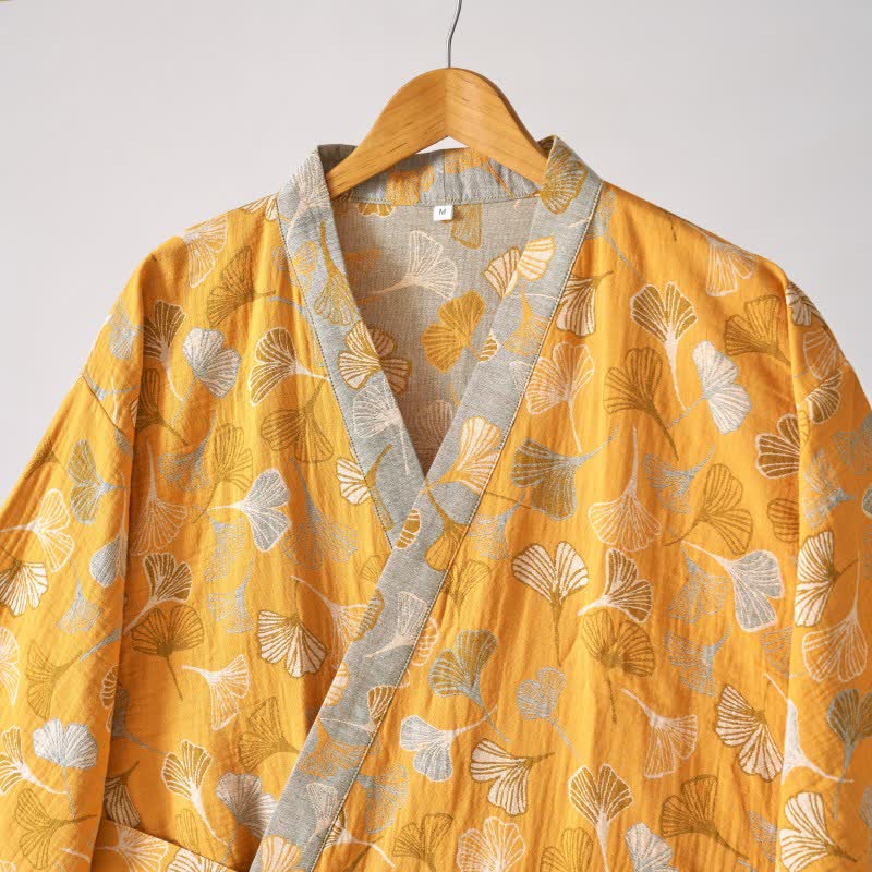 Ginkgo Biloba Cotton Gauze Kimono Robe - image 42