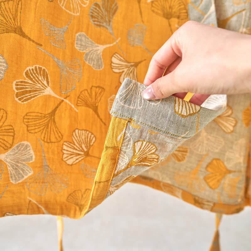 Ginkgo Biloba Cotton Gauze Kimono Robe - image 46