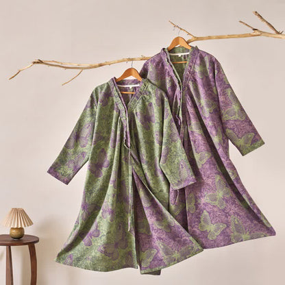 Elegant Butterfly Ruffled Cotton Nightdress - image 1