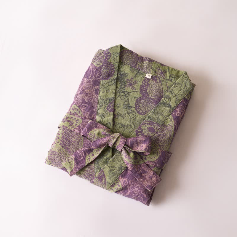 Dreamy Butterfly Cotton Gauze Kimono Robe - image 12
