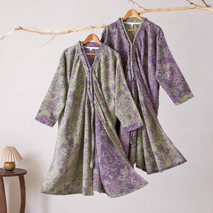 Botanical Plant Ruffled Cotton Nightdress - image 1