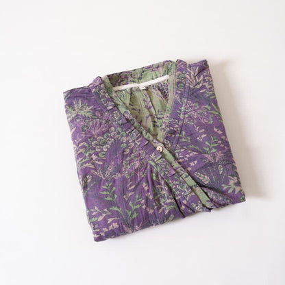 Botanical Plant Ruffled Cotton Nightdress - image 9