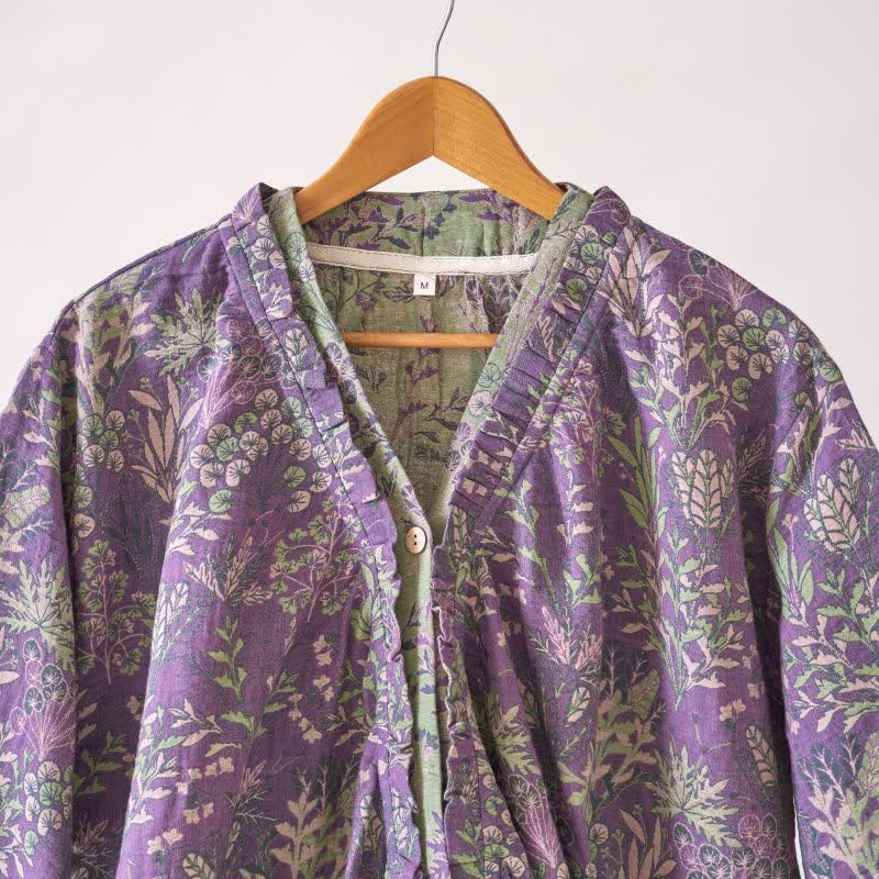 Botanical Plant Ruffled Cotton Nightdress - image 10