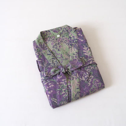 Botanical Plant Cotton Gauze Kimono Robe - image 5