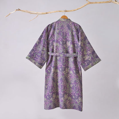 Botanical Plant Cotton Gauze Kimono Robe - image 4