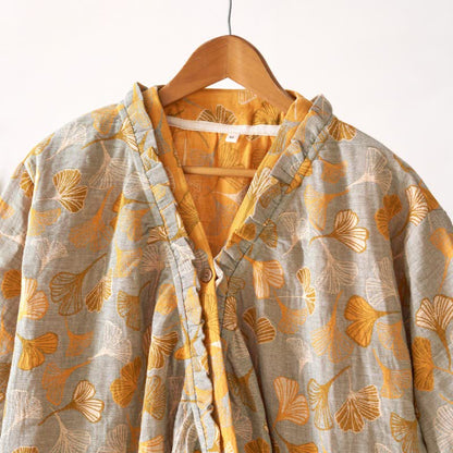 Ginkgo Leaf Ruffled Cotton Nightdress - image 14
