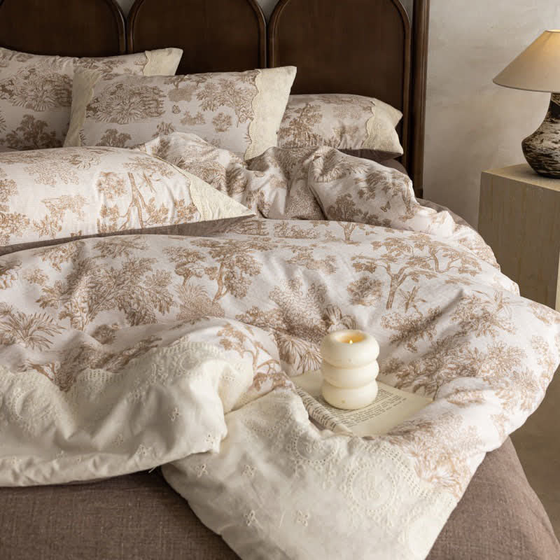 Farmhouse Style Cotton Linen Bedding Set(4PCS) - image 2