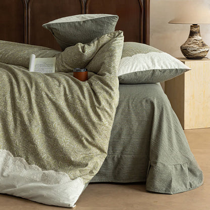 Sage Green Linen-Cotton Toile Bedding Set(4PCS) - image 1