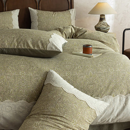 Sage Green Linen-Cotton Toile Bedding Set(4PCS) - image 4