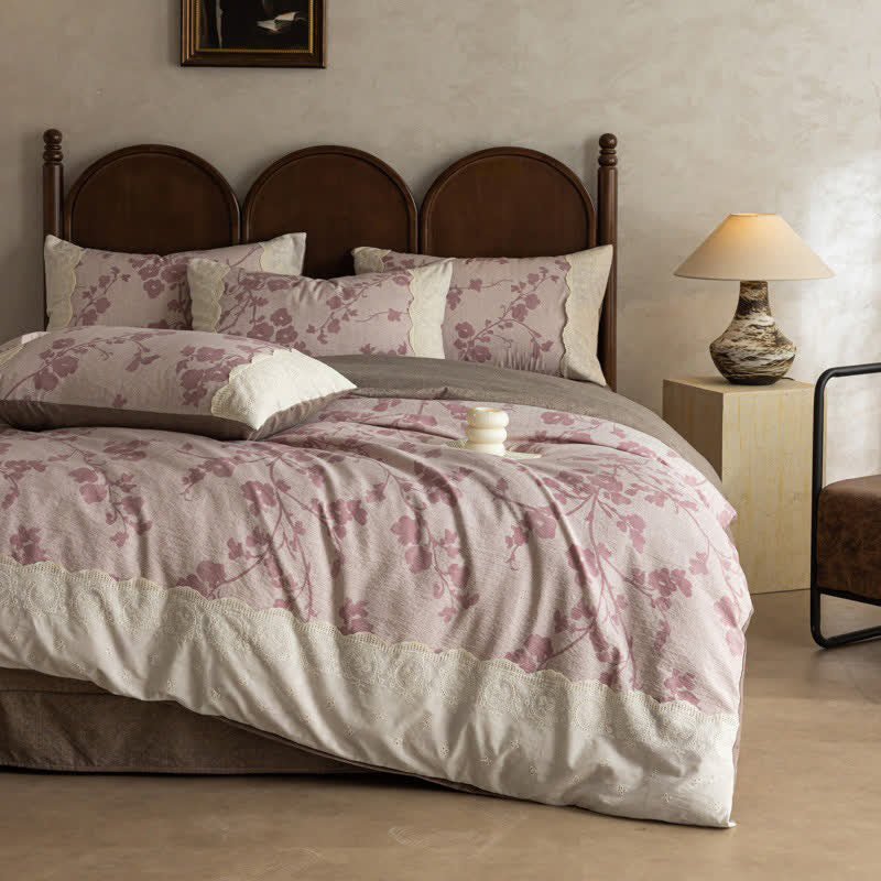 Romantic Yarn-Dyed Cotton Linen Bedding Set(4PCS) - King - image 0